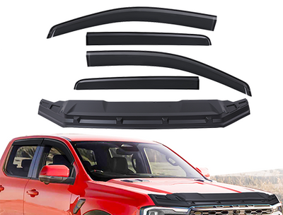 Bonnet Protector + Window Visors Weather shield Suitable for Ford Ranger Raptor 2022-2024 - OZI4X4 PTY LTD