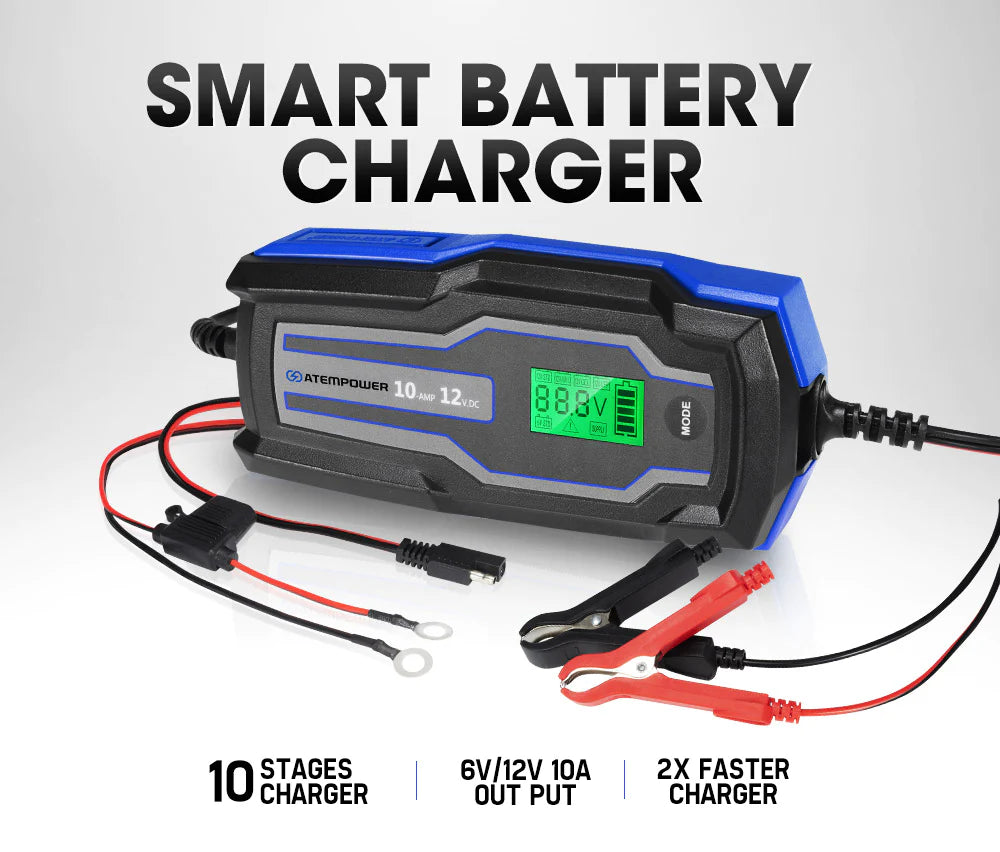 10A 6V/12V Smart Battery Charger Trickle Automatic AGM GEL Car Truck Motorcycle - OZI4X4 PTY LTD
