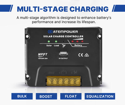 ATEM POWER MPPT Solar Charge Controller Solar Panel Battery Regulator 12V/24V 20A With USB - OZI4X4 PTY LTD