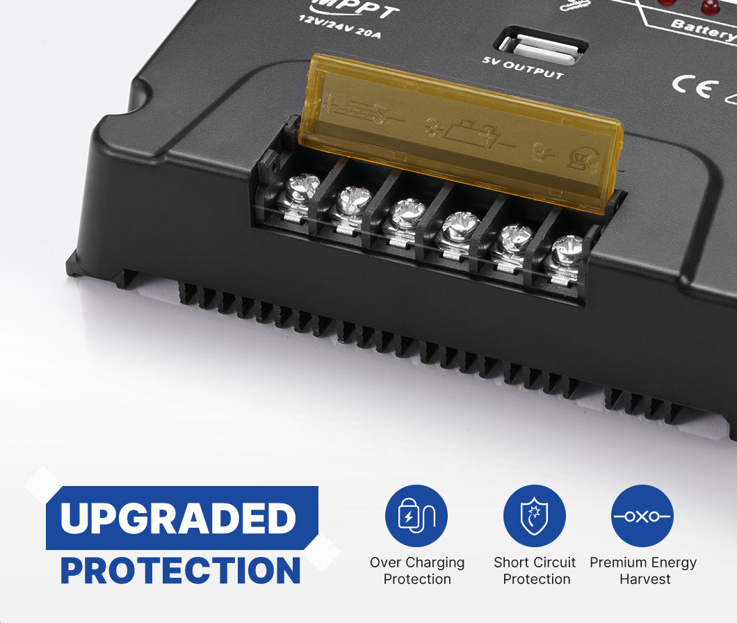 ATEM POWER MPPT Solar Charge Controller Solar Panel Battery Regulator 12V/24V 20A With USB - OZI4X4 PTY LTD