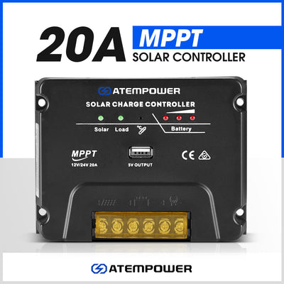 ATEM POWER MPPT Solar Charge Controller Solar Panel Battery Regulator 12V/24V 20A With USB - OZI4X4 PTY LTD