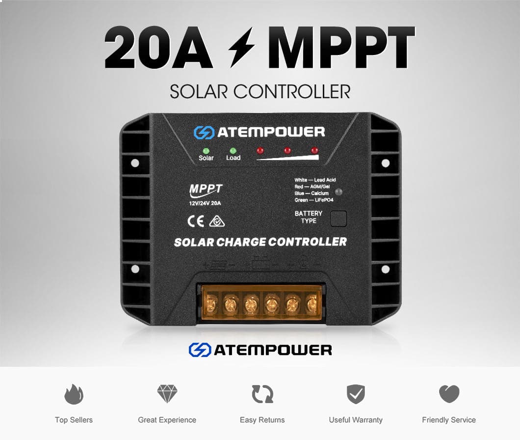 ATEM POWER 20A MPPT Solar Charge Controller Regulator 12V/24V Lithium Compatible - OZI4X4 PTY LTD