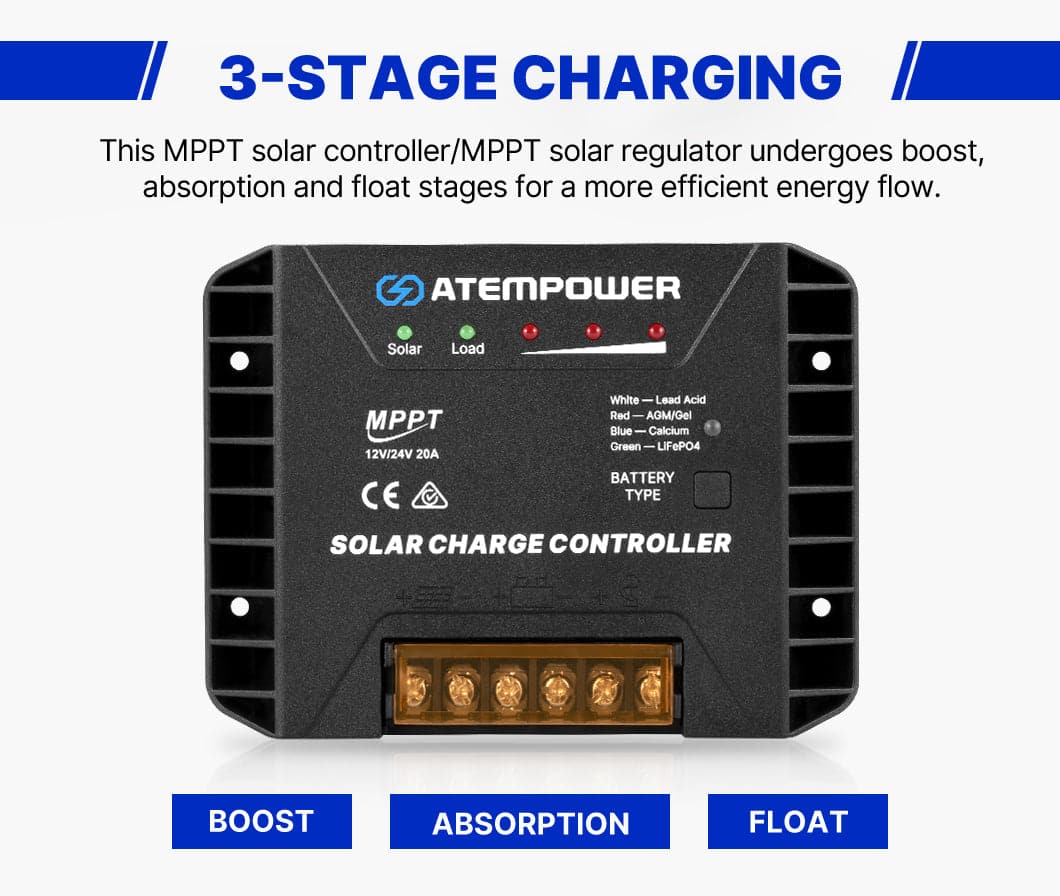 ATEM POWER 20A MPPT Solar Charge Controller Regulator 12V/24V Lithium Compatible - OZI4X4 PTY LTD