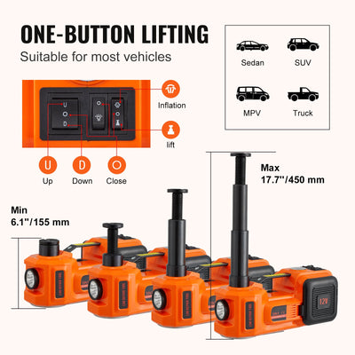 Electric Hydraulic Car Floor Jack 5 Ton 12V w/Impact Wrench Inflator Pump - OZI4X4 PTY LTD