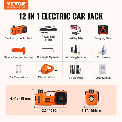 Electric Hydraulic Car Floor Jack 5 Ton 12V w/Impact Wrench Inflator Pump - OZI4X4 PTY LTD