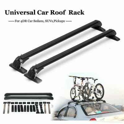 Universal Car Top Roof Racks Holder Carrier Pair Cross Bar Aluminium Alloy Lock (Online Only)