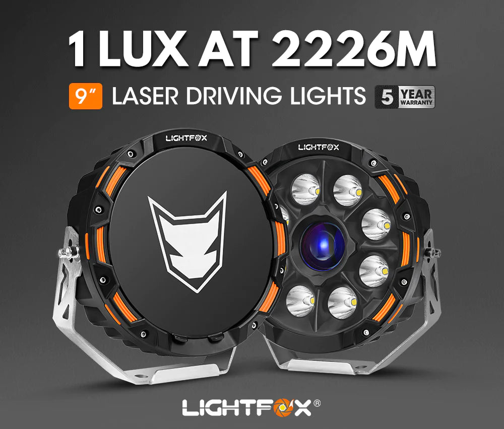 Pair 9inch Osram Laser LED Driving Lights 1Lux @ 2,226m 15,046Lumens  (Online Only) - OZI4X4 PTY LTD