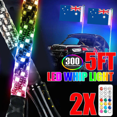 2PCS 4FT LED Whip Lights Antenna Flag Pole (Online Only) - OZI4X4 PTY LTD