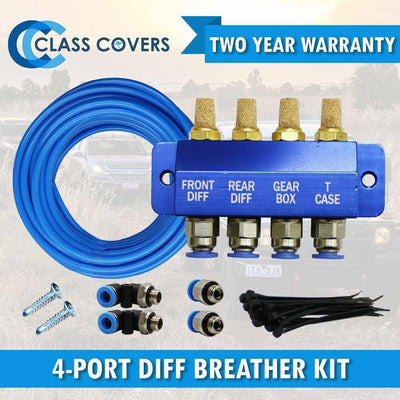 Diff Breather Deluxe Kit 111 Universal 4 Port Black Hose (Online Only) - OZI4X4 PTY LTD