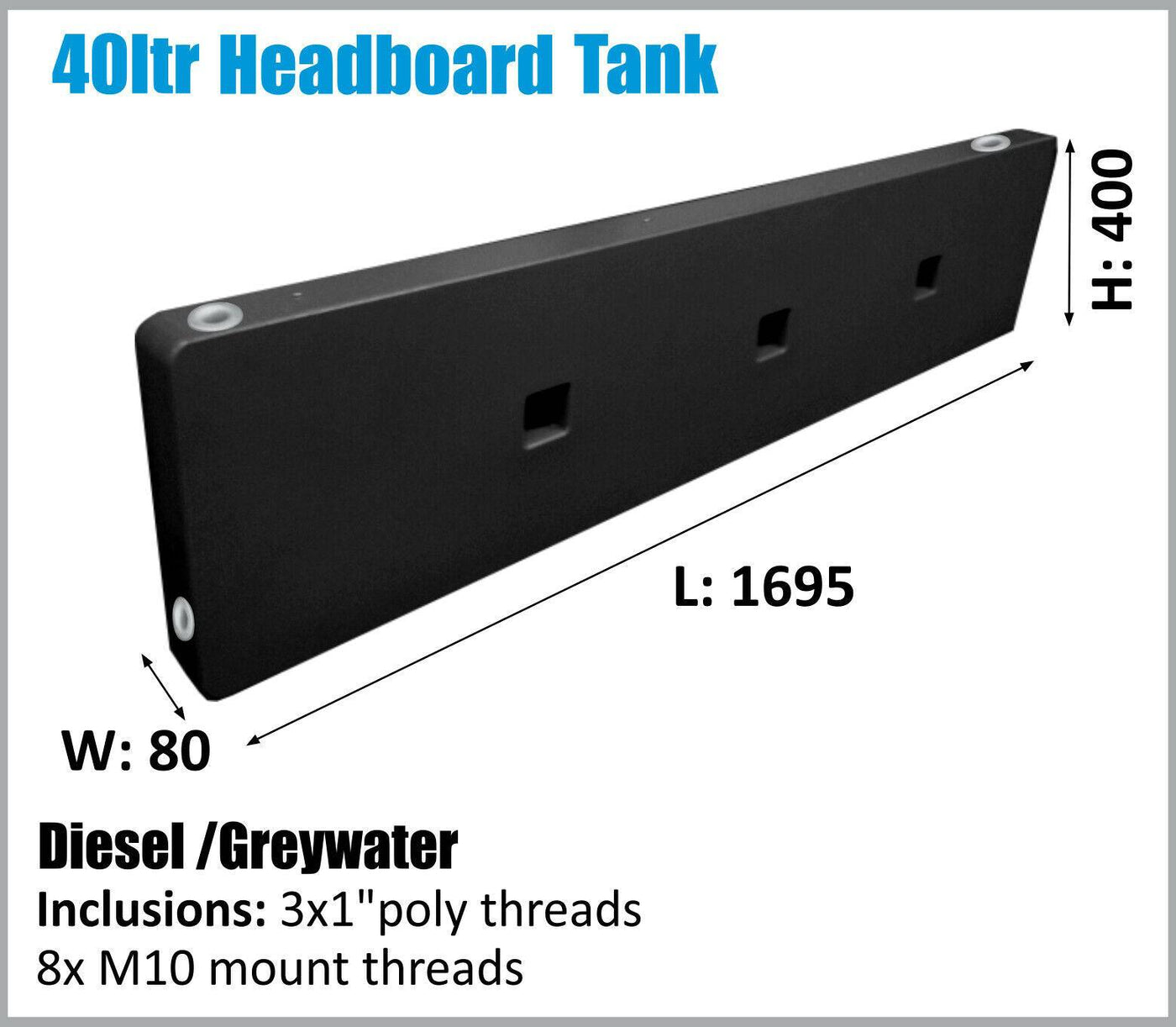 40LTR Diesel Tank Storage Ultra-Slim Headboard (Online Only)