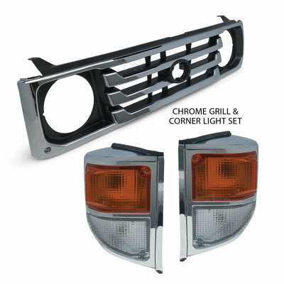 Grill + Corner Lights PAIR Chrome Suitable For Toyota Landcruiser 78 79 Series 1999-2007 (Online Only) - OZI4X4 PTY LTD