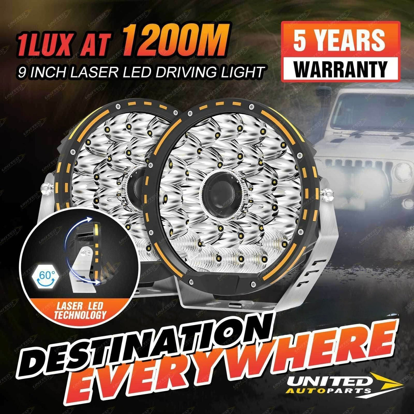 9" Laser LED Driving Spot Lights Round Offroad SUV 4x4 Truck Headlights - OZI4X4 PTY LTD