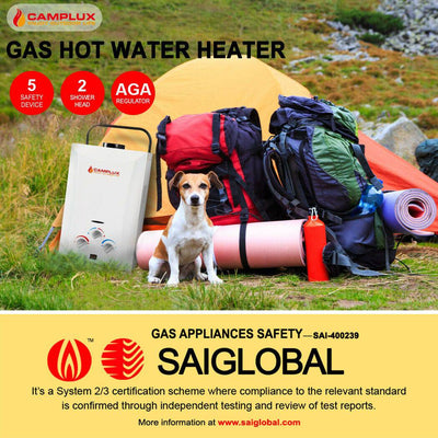 LPG Portable Gas Hot Water Heater Camping System 6L Pump 2 Shower Heads (Online Only)