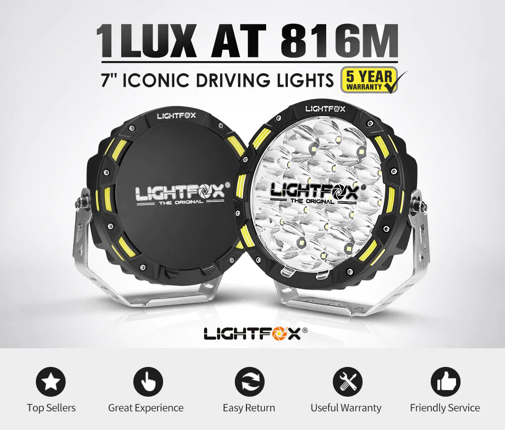 Driving Spot Lights LED 7inch 1Lux@816m Pair (Online Only) - OZI4X4 PTY LTD