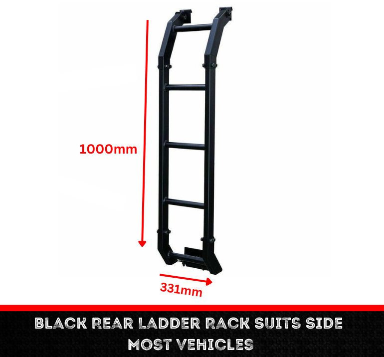 Black Rear Ladder Rack Suits Side Most Vehicles - OZI4X4 PTY LTD
