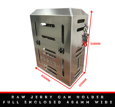 Raw Jerry Can Holder Full Enclosed 406mm Wide - OZI4X4 PTY LTD