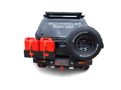 Rear Wheel Carrier & Dual Jerry Can Holder Suits Toyota Hilux 2005 - 2015