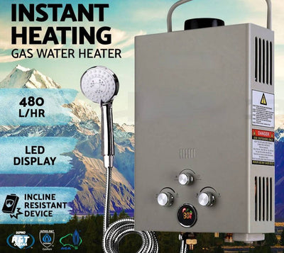 Gas Hot Water Heater Portable Shower Pump Camping LPG Caravan Outdoor (Online Only)