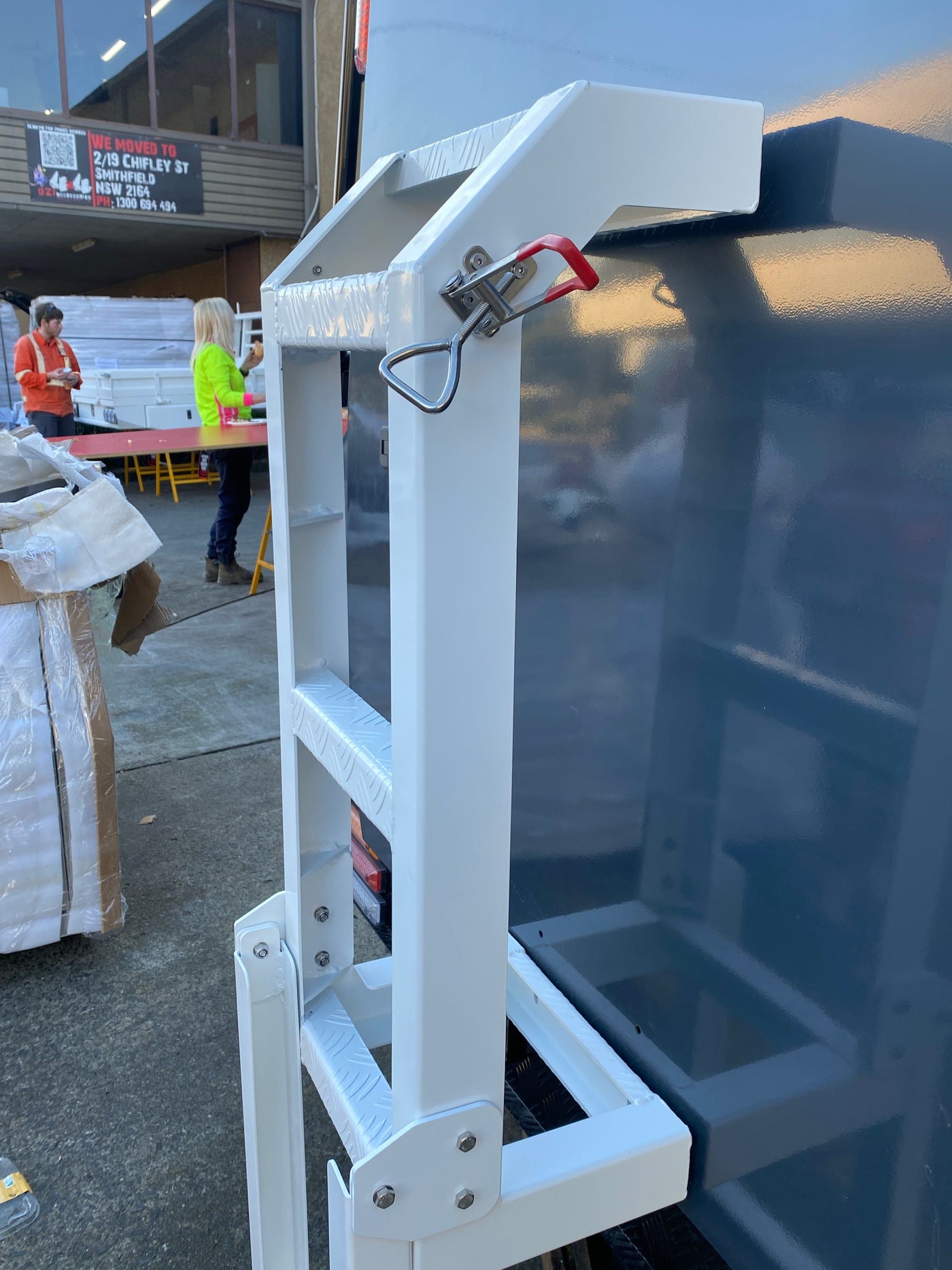 Fold Down Rear Canopy Ladder Rack White