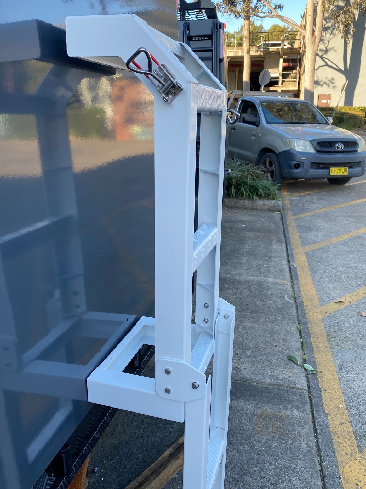 Fold Down Rear Canopy Ladder Rack White