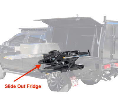 70 Litre Fridge Slide Out + Slide out Bench Suits All Canopies - OZI4X4 PTY LTD