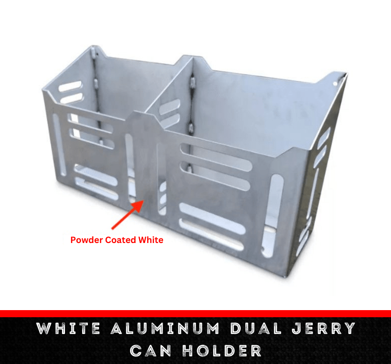 White Aluminum Dual Jerry Can Holder (PRE ORDER) - OZI4X4 PTY LTD