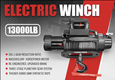 Winch 13000 LBS Synthetic Rope Fairy Red (Online Only)
