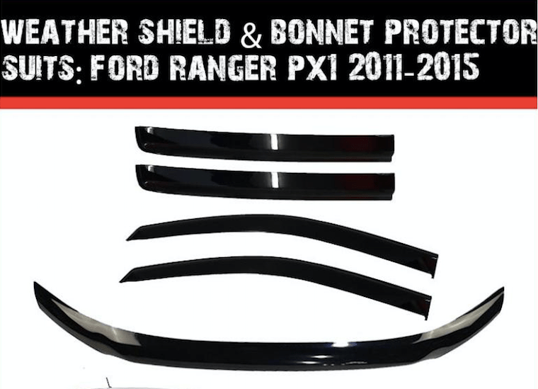 Bonnet Protector & Weather Shields Suits Ford Ranger PX1 2011-2015