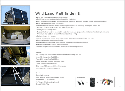 Wild Land Pathfinder II Electrical Roof Top Tent - OZI4X4 PTY LTD