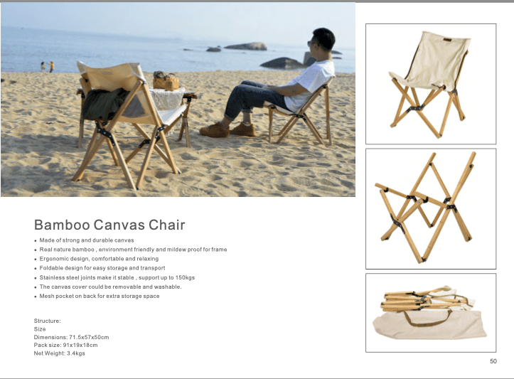 Bamboo Canvas Chair - OZI4X4 PTY LTD