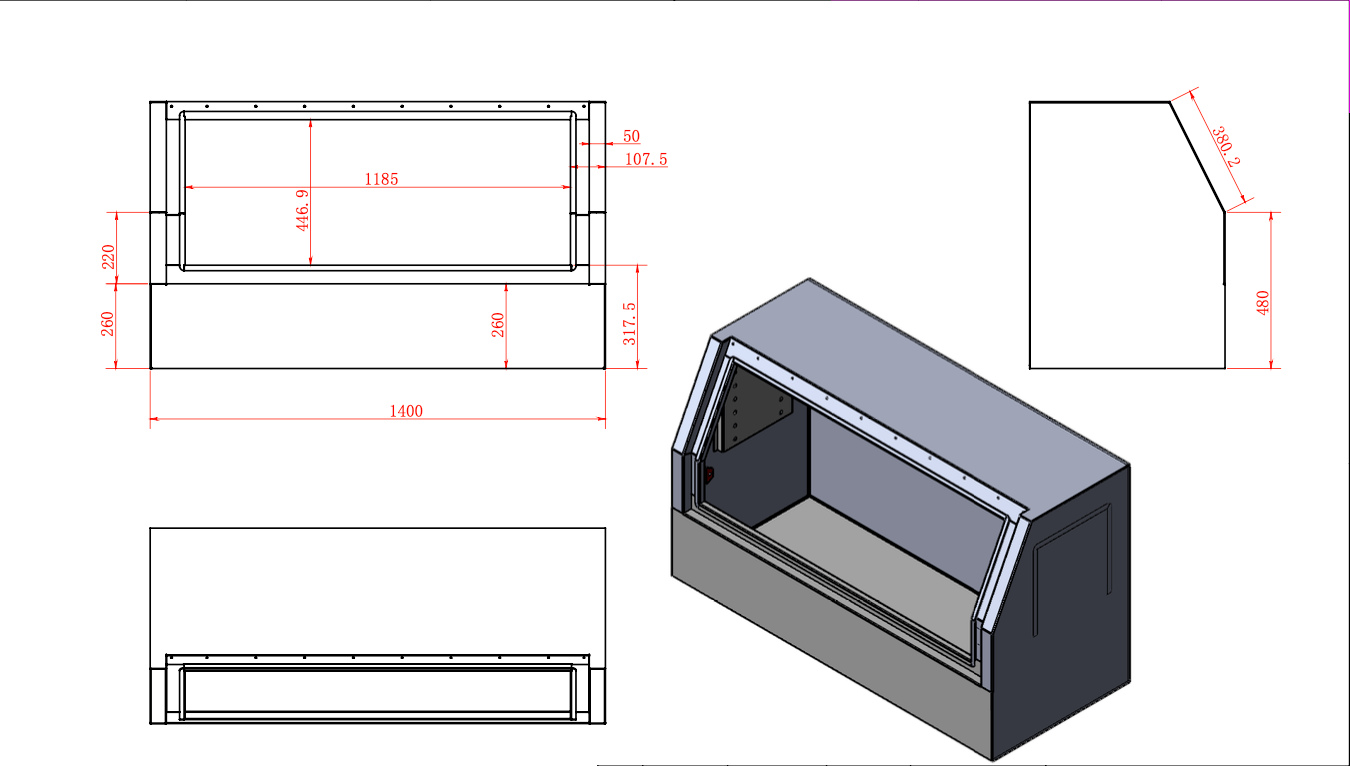 1400MM Half Door - Aluminium Tool Box Black (Pre Order) - OZI4X4 PTY LTD