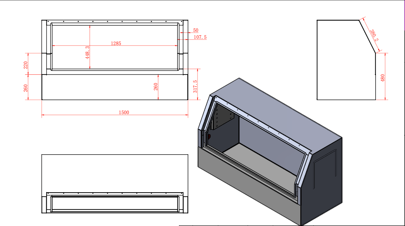 1700MM Half Door - Aluminium Tool Box Black (Pre Order) - OZI4X4 PTY LTD