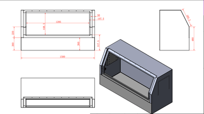 1700MM Half Door - Aluminium Tool Box Black (Pre Order) - OZI4X4 PTY LTD