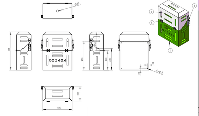 Black Jerry Can Holder Full Enclosed 406mm Wide (PRE ORDER) - OZI4X4 PTY LTD