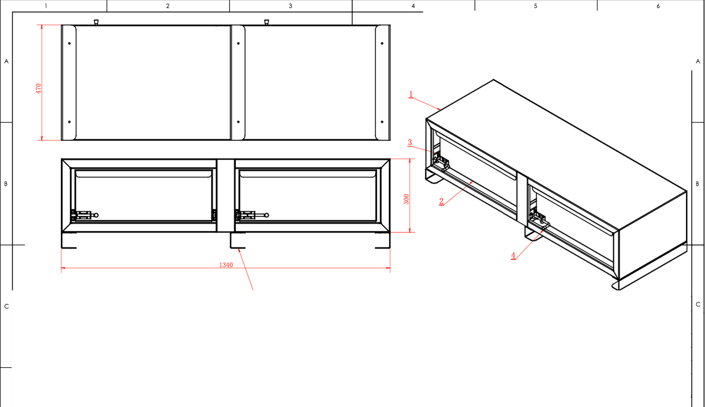 Canopy Drawer Unit Twin 1340W x 470L x 3000H (1340 Two Drawer) - OZI4X4 PTY LTD