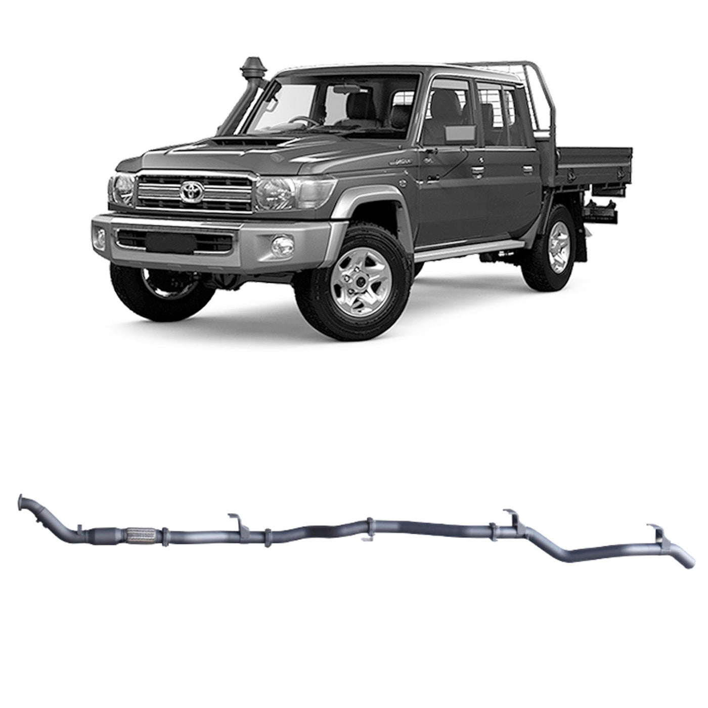 Redback Extreme Duty Exhaust Suitable For Toyota Landcruiser 79 Series Double Cab (01/2012 - 10/2016) - OZI4X4 PTY LTD