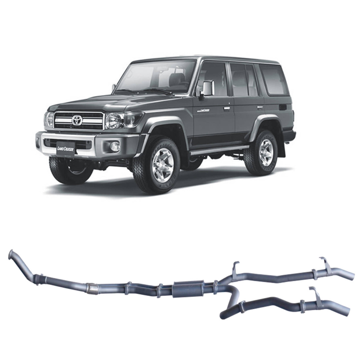 Redback Extreme Duty Twin Exhaust Suitable For Toyota 76 Series Landcruiser (03/2007 - 10/2016) - OZI4X4 PTY LTD