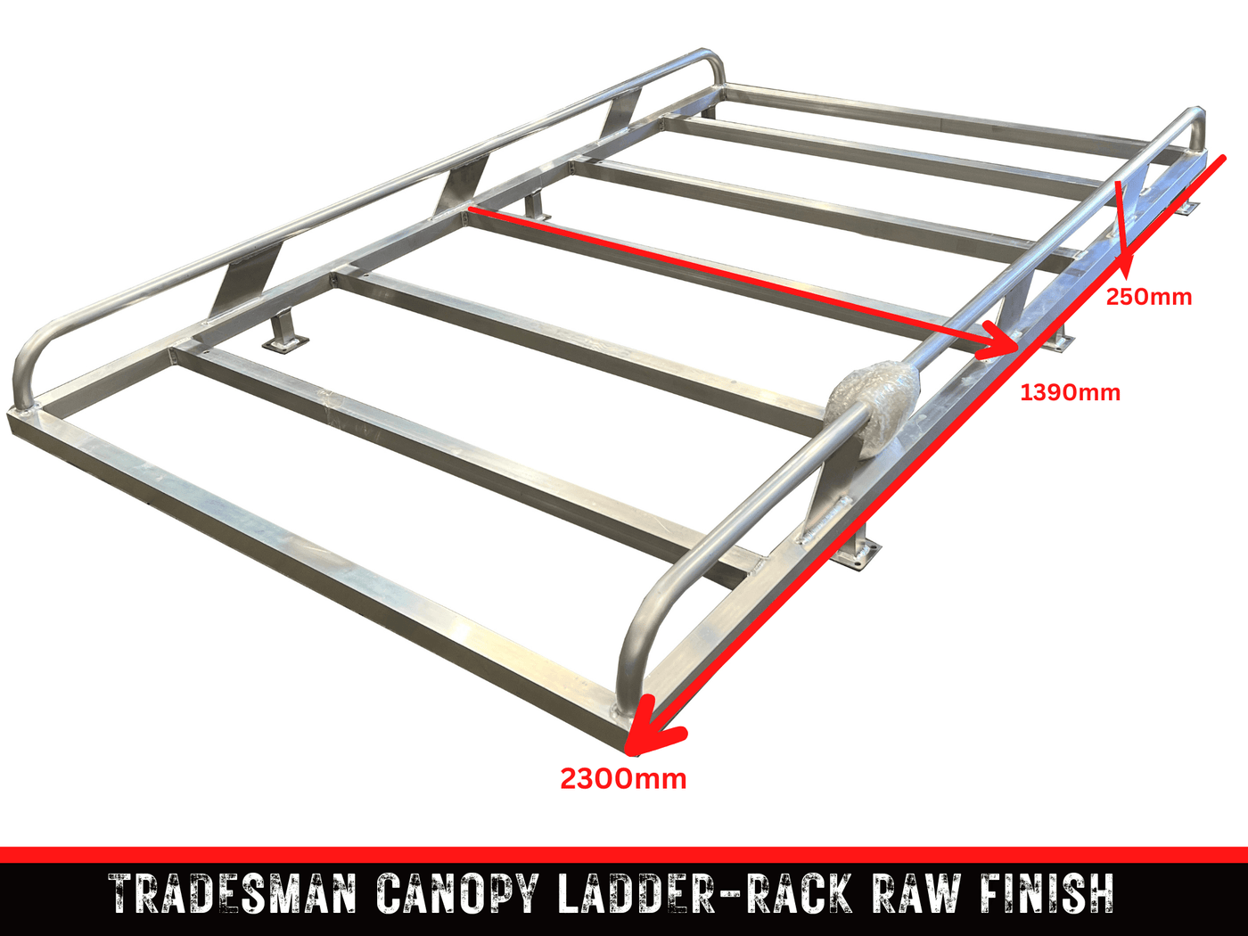 Tradesman Canopy Ladder-Rack Raw Finish Aluminium 2300 Length (Universal) - OZI4X4 PTY LTD