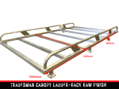 Tradesman Canopy Ladder-Rack Raw Finish Aluminium 2300 Length (Universal) - OZI4X4 PTY LTD