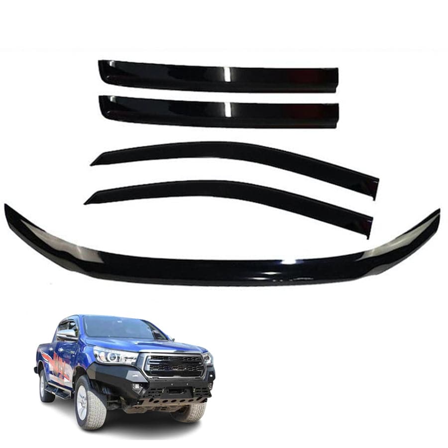 Bonnet Protector + Weather Shields Suitable for Toyota Hilux 2015-2019