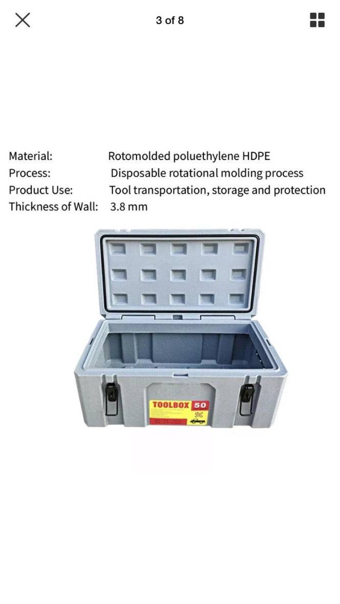 Poly 50L Plastic Tool box Water Proof Cargo