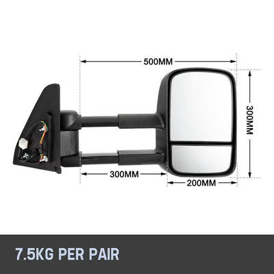 Extendable Towing Mirror Suits Toyota Landcruiser 100 & 105 Series (Non Blinker)