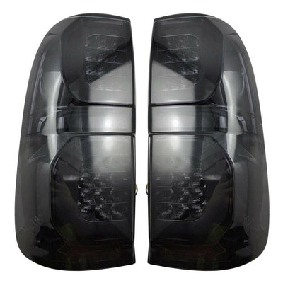 Half Smoked LED Tail Lights Pair Suits Toyota Hilux SR & SR5 2012-2015