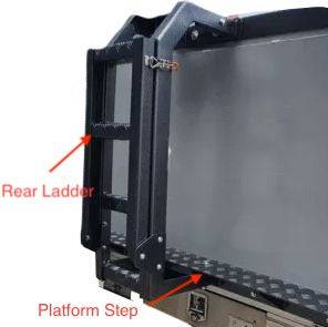 Black Canopy Rear Ladder + Platform Step - OZI4X4 PTY LTD