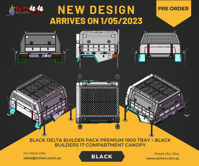 Black Delta Builder Pack Premium 1900 Tray + Black Builders 17 Compartment Canopy (Pre Order) - OZI4X4 PTY LTD
