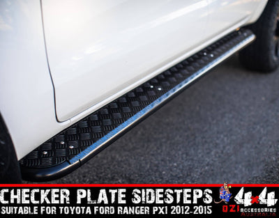 Checker Plate Side Steps Suits Ford Ranger PX1 2012-2015 (Dual Cab)