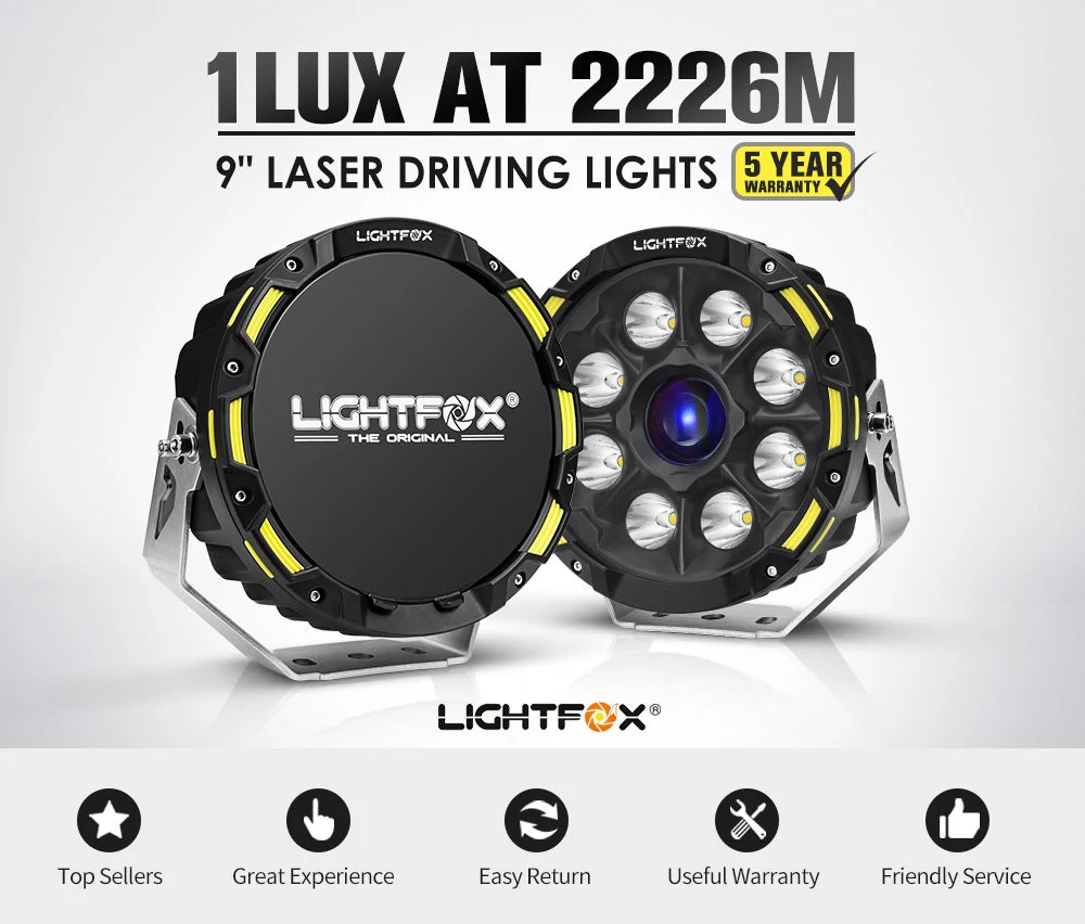 Pair 9inch Osram Laser LED Driving Lights 1Lux @ 2,226m 15,046Lumens (Online Only)