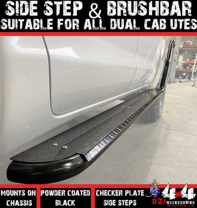 SideSteps & Brush Bars Suits Nissan Navara D21 1986-1997 (Dual Cab)