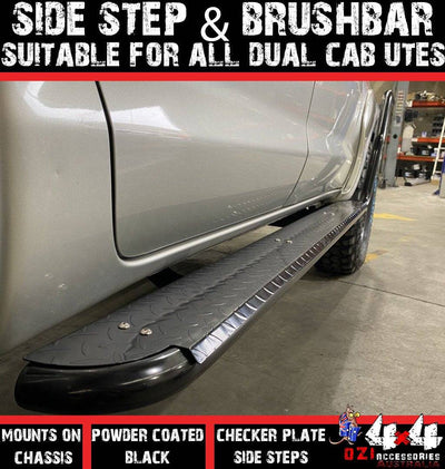 SideSteps & Brush Bars Suits Nissan Navara D21 1986-1997 (Dual Cab)