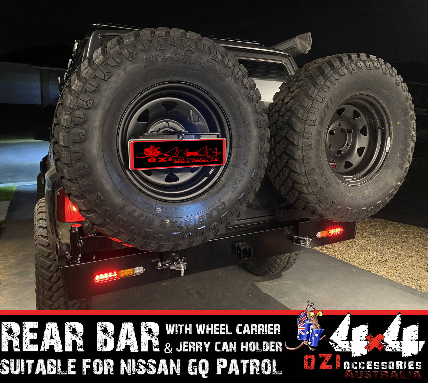 Rear Bar + Dual Wheel Carrier Suits Nissan Patrol GQ Y60 1988-1997